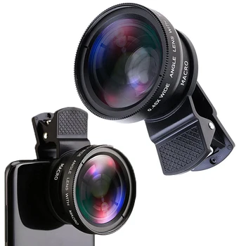 2in1 Fisheye Tālrunis Objektīvs 0.45 X Platleņķa Tālummaiņas fish Eye (Zivs acs Makro Lēcas Kamera Komplektus Ar Clip Objektīvs Uz Tālruņa Viedtālrunis