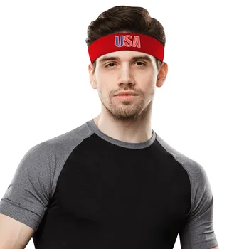 ASV Logo Amerikāņu Dizaina Izšūti Sporta Galvu Vīriešu Sieviešu Sweatband galvas apsējs Atpakaļ Joslā DIY Vārds & Komandas Nosaukums un Krāsas