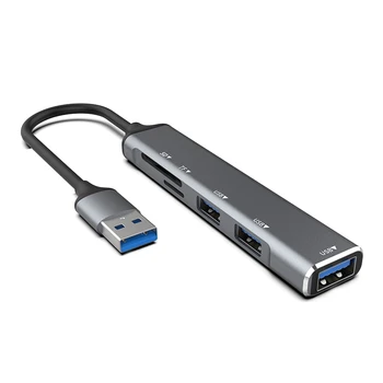 USB HUB USB 3.0-centrs Sadalītājs 5 USB3 Pieslēgvietu.0 Ar TF/SD Karšu Lasītājs ātrgaitas Datu Pārsūtīšanu, Lai Portatīvo Datoru