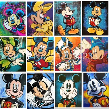 5D Diy Disney Mickey Mouse Minnie Dimanta Krāsošana Komplekti Bērniem Karikatūra Pilna Urbt Rhinestone Izšuvumi Krustdūrienā Dāvanu