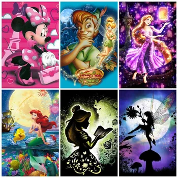 Disney 5D Dimanta Krāsošana Dimanta Izšuvumi Lāpīt Bell, Un Peter Pan Princese Cross Stitch Komplekti Mozaīkas Mājas Dekoru