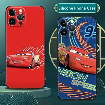Disney Cars Lightning McQueen Tālrunis Lietā par iPhone 14 12 11 13 Pro XS Max XR X 8 7 6 6S Plus MINI Mīksts Vāciņš Melns