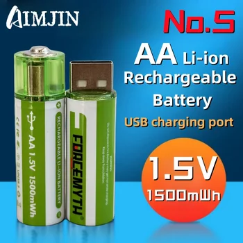 USB AA 1,5 V 1500mWh Uzlādējams Li-ion Akumulators, USB tiešās uzlādes Piemērots Tālvadības pulti, gaismiņa, elektriskās rotaļlietas utt