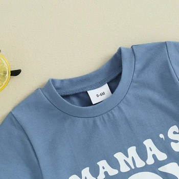 Toddler Puiku Vasaras Apģērbu Mamas Boy Īsām Piedurknēm Burtu T Krekls Top Bikses Kopa Gudrs 2gab Ikdienas Apģērbs