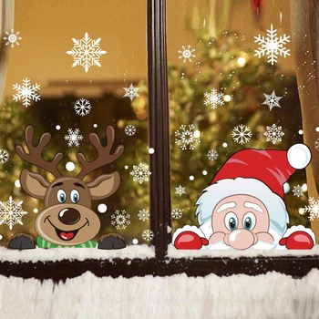 Priecīgus Ziemassvētkus Sienas Uzlīmes Modes Santa Claus Logu, Telpu Dekorēšana PVC Vinila Jauno Gadu Mājas Dekoru Noņemams