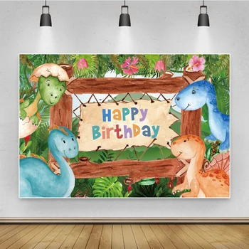 Laeacco Jurassic Park Tēma Dinozauru Džungļu Savvaļas Dzīvnieku Happy Birthday Party Fons, Fotogrāfijā Fona