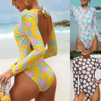 2023 Jaunu viengabala Peldkostīms Drukāt Sexy Backless Viens Gabals Saspringts Peldkostīmu Sieviete Augsta Vidukļa Peldkostīmu Beachwear