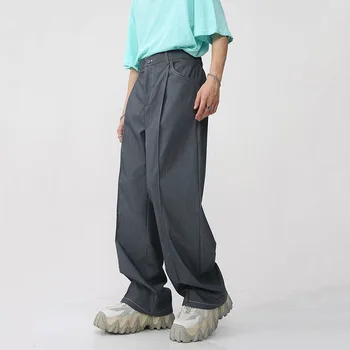 Moderns Vīriešu apģērbi Jaunu Gadījuma Vīrietis tīrtoņa Krāsu Uzvalku Bikses Vaļīgas Plaša Kāju Bikses korejas Modes Taisnas Bikses wr8048