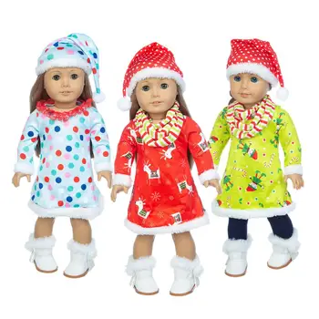 2023 Jaunu Ziemassvētku kleita Fit Amerikāņu Meitene Lelle Drēbes, 18 collu Lelle , Ziemassvētku Meitene Dāvanu(tikai pārdot drēbes)