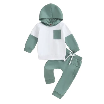 Toddler Bērnu Zēniem Krist Ziemas Apģērbu Krāsu Bloku Džemperi sporta Krekls Tops un Bikses Moderns Apģērbs, Apģērbu Komplekts