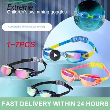 1~7PCS Profesionālās Krāsains Bērnu Silikona Peldēšanas Brilles Anti Fog, UV Peldēšanas Brilles Ūdensizturīgs Silikona Peldēšanas Brilles