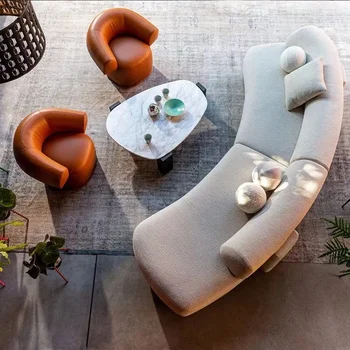 Akmens dīvāns, moderna stila auduma mākslas dīvāns, izliekti sēdekļa multi