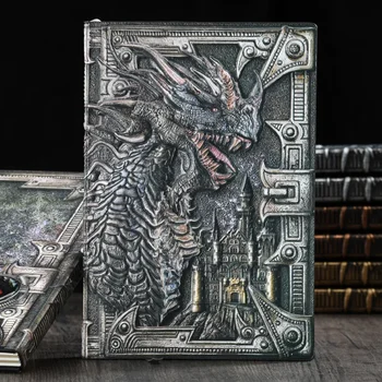 Grāmatiņa Reljefs Sabiezējumu Retro Pūķis Galvaskausa Gothic, Piezīmjdatori trīsdimensiju Dienasgrāmata