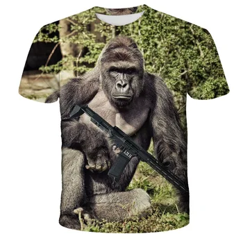 2023 Jaunu Vīriešu Tendence Dzīvnieku Grafiskais T Krekli 3D smieklīgi Orangutan Iespiests T-krekls Vasaras Streetwear Gadījuma Modes Īsām Piedurknēm Tee
