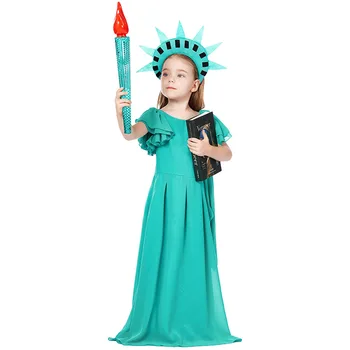 Brīvības statuja Kostīms Meitenēm Halloween Bērnu Cosplay Kleita Smieklīgi Festivāls Puses Bērniem Uzvalks
