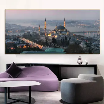 Sultanahmet Mošeja, Stambulas, Turcija Cityscape Plakātu Kanvas audums Auduma Izdrukas, Gleznas, Sienu Mākslas Aina Dzīvojamā Istaba