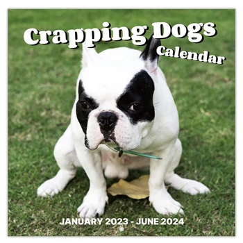 1 Gabals 2024 Sienas Kalendārs-2024. Gadam Kalendāra 12 Ikmēneša Pooping Suņi Kalendāra 2024. Gadam Smieklīgi Rīstīties Dāvanas