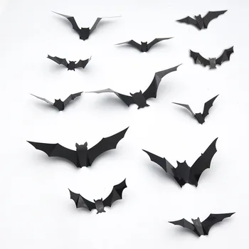 48pcs Halloween Dekorēšanas Sienas Uzlīmes 3D Black Bat Spider Šausmu Istabas Interjeru Halloween Puse DIY Sienas Decal Noņemams