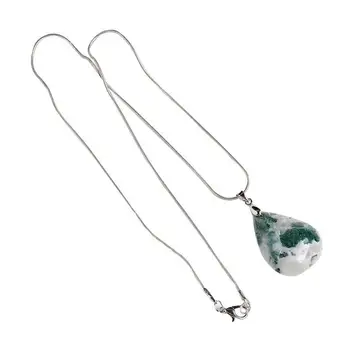 Dabas Agate Kulons Clavicle Ķēdes Kulons Ūdens Pilienu Kaklarota Vintage Green Modelis Akmens Kaklarota Dziedināšanas Crystal