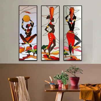 Attēls Krāsošana Sienas, Mākslas Anotācija Āfrikas Sievietēm, Audekls Printings Un Plakātiem Telpas Dekoru, Sienas Glezniecību Ziemeļvalstu Plakātu Mākslas Darbu