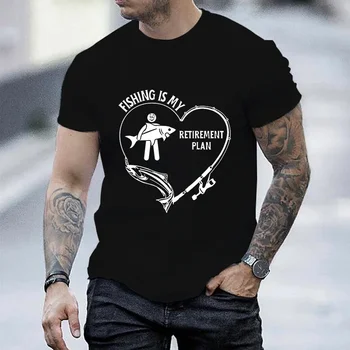 Vīriešu T-krekls Manu Pensiju Plānu Zvejas Drukas T Krekls Vīriešiem O-veida kakla Pamata T Krekls Smieklīgi Īsām Piedurknēm T Krekli Vīriešu Zīmolu Topi