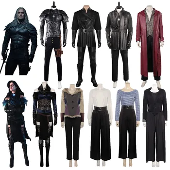 Geralt Cosplay Kostīms Pieaugušajiem Vīriešiem Vednis Noslēpt Krekls, Bikses, Mētelis Yennefer Sieviete Spēlē Fantasia Tērpi Halloween Puse Uzvalks