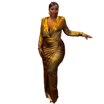 2024 Āfrikas Maxi Kleitas Sievietēm Pavasara Āfrikas garām Piedurknēm Sarkanais Zelts Puse Vakarā Ilgi Kleitu Modes Dashiki Āfrikas Apģērbi