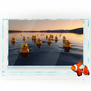 Akvāriju Fonā Uzlīmes Apdare Zivju Tvertnes, Gumijas Pīle Saulrieta Ūdens HD 3D Plakātu, pašlīmējošās Ūdensizturīgs