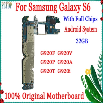 100% Oriģināls Pilnībā Atbloķēt Samsung Galaxy S6 G920F/G920V/G920i Mātesplati 32GB Pilna Mikroshēmas Pārbaudīta loģika valdes Labus Darba