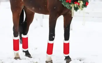 Sarkans Santa Zirgu Kāju Ietīšana 4gab Ziemassvētku Zirgu Stulpiņi Jauno Gadu Burbulis Samta Zirgu Stulpiņi Ziemā Silts Zirgu Stulpiņi Kluba