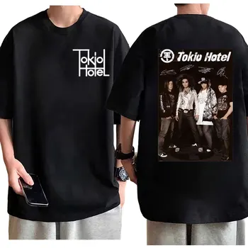 Rokgrupas Tokio Hotel Grafiskais T Krekli Vasaras Modes Vintage Lielgabarīta T-krekli, Vīriešu, Sieviešu, Augstas Kvalitātes Tīras Kokvilnas T-krekls