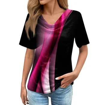 Sieviešu Modes Retro Gadījuma Pāļu Apkakli, Īsām Piedurknēm Zaudēt Print T-Krekls Top Sieviešu Modes Blūze 2023 T Krekls Sievietēm Y2k