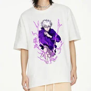 Anime Jujutsu Kaisen Pie Gojo T-Krekli Vīrietis Sieviete Apģērbu Modes Harajuku O-Veida Kakla Īsām Piedurknēm T Krekls Lielgabarīta Streetwear