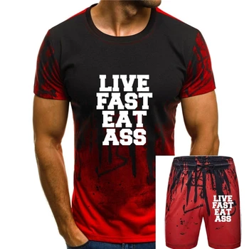 Dzīvot Ātri Ēst Ass Funny Quote T Kreklu, Kokvilnas Dizaina T Krekls Modes Vīriešu T Krekls Vasaras Harajuku Ziemassvētku Tee Krekls
