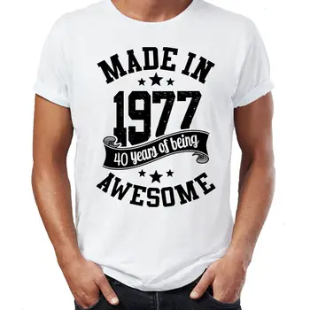Homme Zīmola Apģērbi Vīriešu T Krekls, kas 1977. Gadā Dzimis 40 Gadu Dzimšanas dienas Vecums Klāt, Vintage Design Vīriešu T-Krekls Modes Smieklīgi