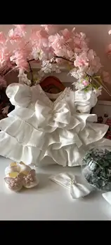 Personalizētu Jubileju vasaras baby meitenes Romper galvu franču Mežģīnes princese mirdzoša Tutu dress birthday party Photoshoot