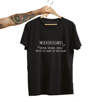 Sieviešu Modes Kpop Mikrokosmos T-Krekls Gadījuma Vasaras Īsām Piedurknēm Vēstuli Iespiesti korejas Modes Kartes Dvēseles T Krekls