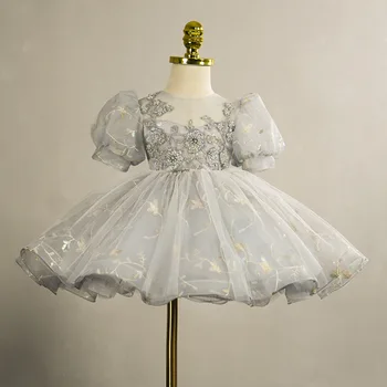 Bērnu spāņu Lolita Elegants Gudrs Frēzēšana Izšuvumi Princese Bumbu Kleita, Bērnu Dzimšanas dienas svinības Darbības Boutique Kleita y885
