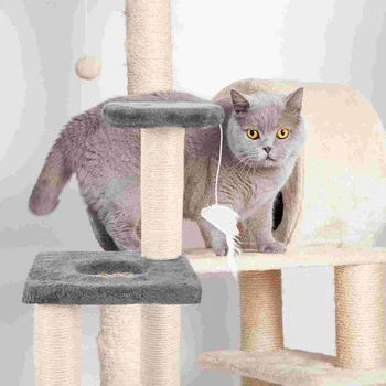 Kaķis Kāpšanas Rāmja Koka Glītu Scratcher Ērti Nesaskrāpē Amatu, daudzslāņu Vertikālā nodilumizturīga Pole Torņi