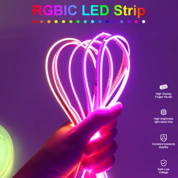 Sānu Luminiscenci RGBIC LED Sloksne, Spilgti, Augsta Blīvuma, Elastīgu RA90 Aptumšojami Pilnu krāsu RGB Palaist Ūdeni WS2811LED LED Gaismas