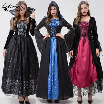 Krāsa Cosplayer Gothic Kleita Vampīrs Viduslaiku Cosplay Saģērbt Halloween Kostīms, Mantija, Pieaugušo Masta Posmu Izpildes Apģērbi