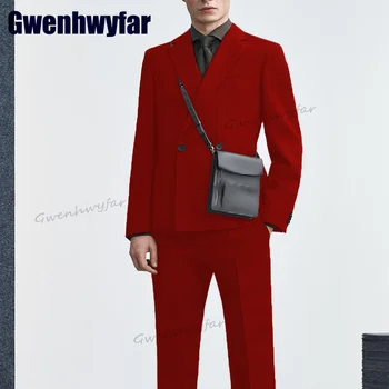 Gwenhwyfar Vīriešu Modes 2022 Komplekts 2 Gab. Vīriešu Kāzu Cilvēks Tērpi Sociālo Vakara Kleita Dubultā Krūtīm, Kleitas（Jaka+Bikses）