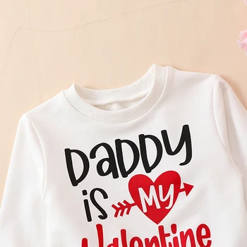 Toddler Zēni Valentīna Dienas Tērpiem Vēstuli Izdrukāt Crewneck sporta Krekls Bikšu Komplekti Valentīna s Diena Drēbes