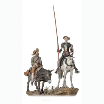 1/32 54mm seno fantasy karavīrs Don Quixote un Sancho Sveķu attēls Modelis komplekti, Miniatūras karavīrs Nesamontēti Unpainted