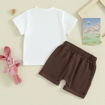 Baby Boy Lieldienas Apģērbs ar Īsām Piedurknēm T-krekls, Bikses, Bikšu Komplekts Vasaras Zaķis un Burkānu Print Drēbes Mana Pirmā Lieldienas