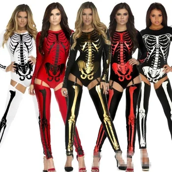 Sexy Sievietes Dāma Skelets Zombiju Kostīmu Bārs KTV Naktsklubs Izpildes Vienotu Puse Kleita Aksesuārus Pieaugušo Halloween